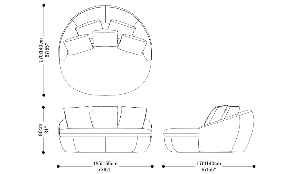 Image of the main dimensions of the product